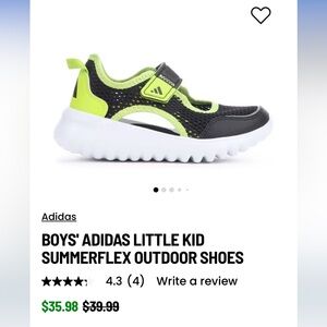 Adidas Kids' Summerflex Black and Neon Green
